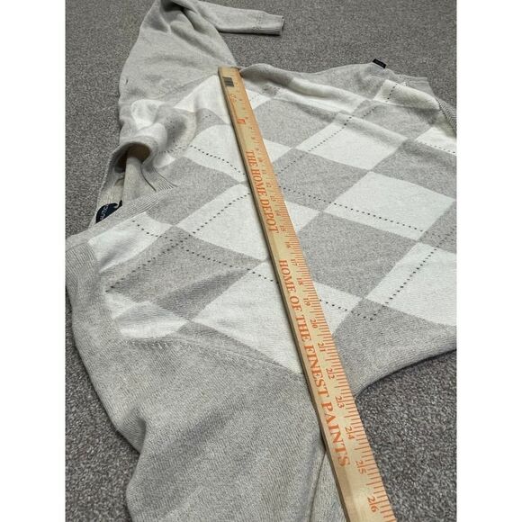 Nautica mens V-Neck pullover sweater sweater sz large cream argyle linen blend - Picture 7 of 12